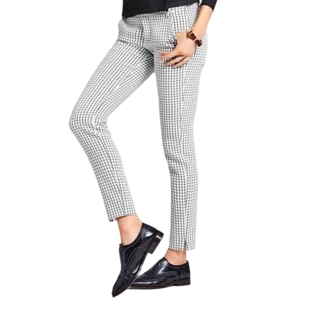 CAbi Women's Black White Windowpane Knit Pants Size 6